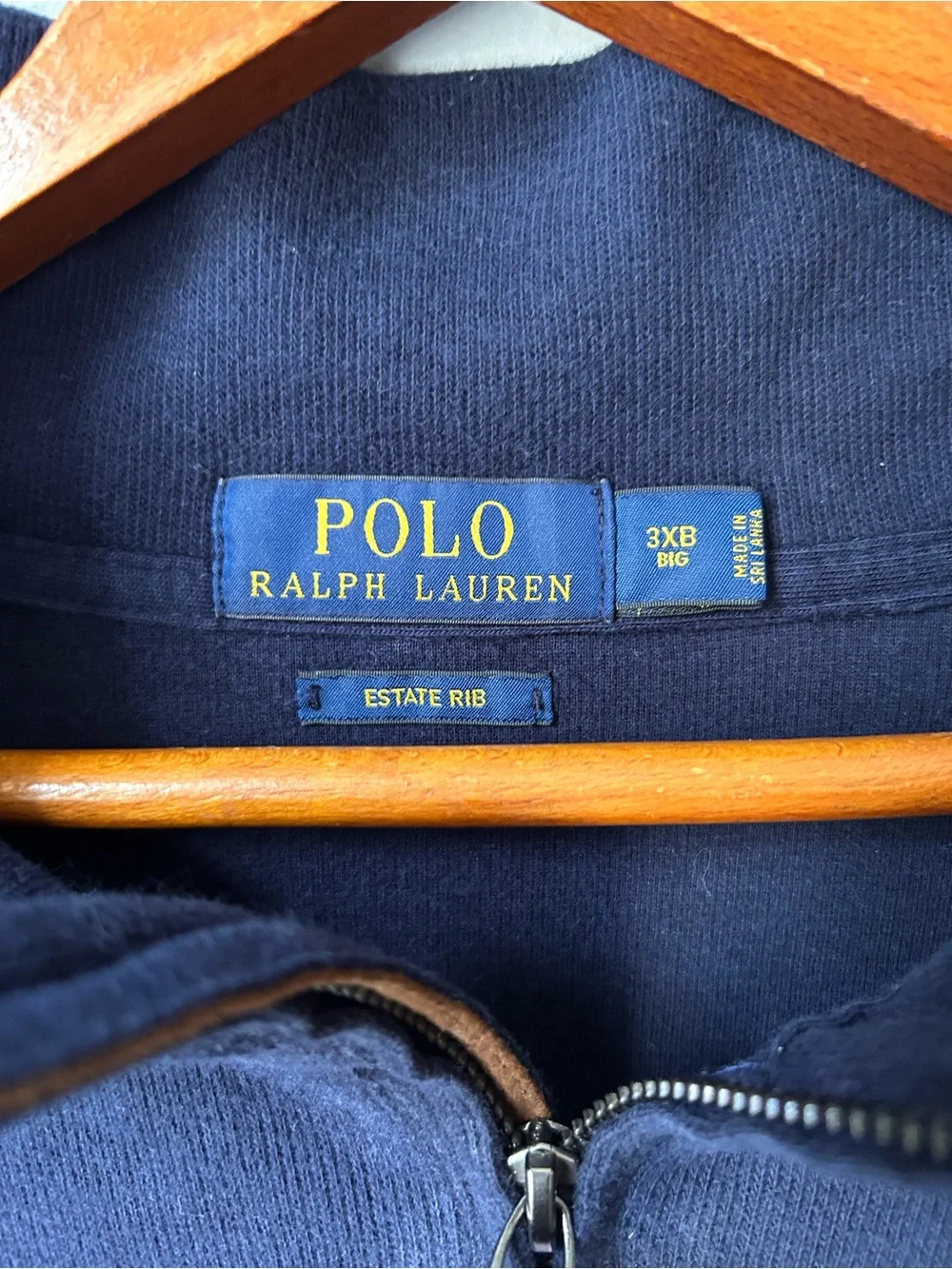Polo Ralph Lauren Estate Rib‎ Quarter Zip Pullover Sweater 3XB Mens Navy